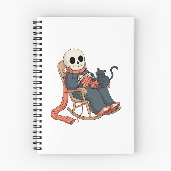 Item preview, Cozy Skeleton Knitting with Black Cat designed and sold by smilesupplyco..