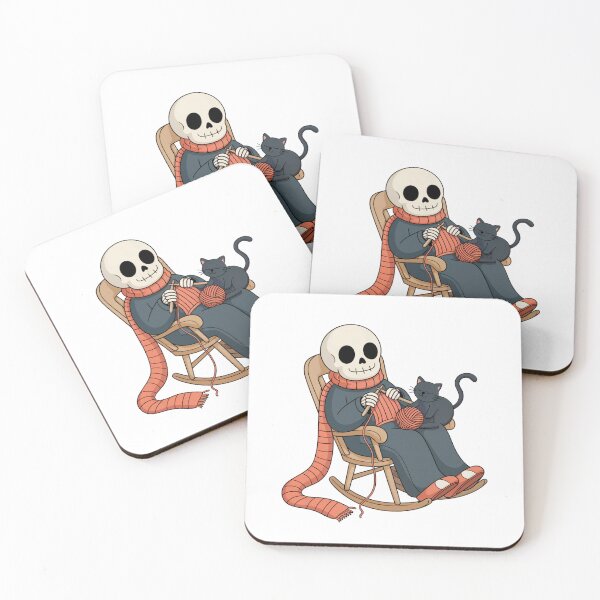 Item preview, Cozy Skeleton Knitting with Black Cat designed and sold by smilesupplyco..