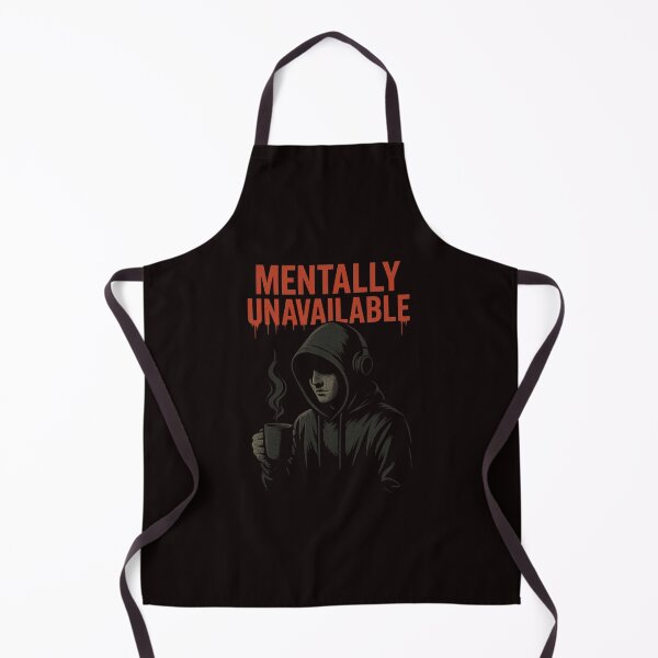 Item preview, MENTALLY UNAVAILABLE – hooded figure with red dripping text (transparent background) designed and sold by Tadeusz1.
