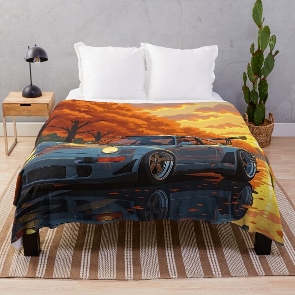 Item preview, Classic sports car in autumn – Digital anime art vintage car motif designed and sold by Salimgor Hangaround Music.