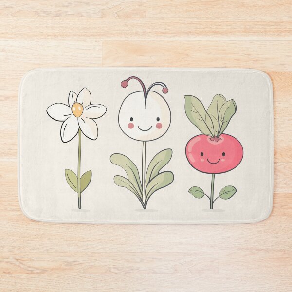 Item preview, Cute Minimalist Smiling Flowers and Radish Botanical Design designed and sold by SaadArtCo.