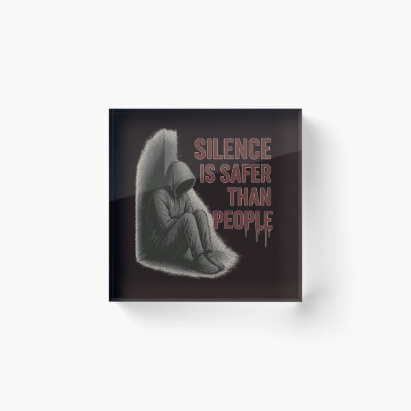 Item preview, SILENCE IS SAFER THAN PEOPLE – hooded figure, dark introvert artwork designed and sold by Tadeusz1.