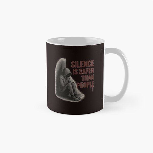 Item preview, SILENCE IS SAFER THAN PEOPLE – hooded figure, dark introvert artwork designed and sold by Tadeusz1.
