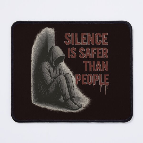 Item preview, SILENCE IS SAFER THAN PEOPLE – hooded figure, dark introvert artwork designed and sold by Tadeusz1.
