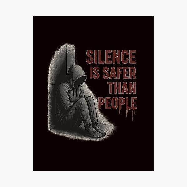 Item preview, SILENCE IS SAFER THAN PEOPLE – hooded figure, dark introvert artwork designed and sold by Tadeusz1.