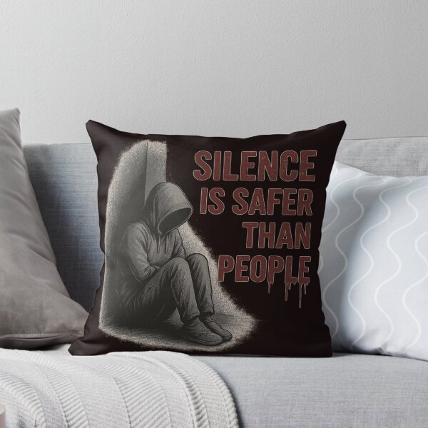 Item preview, SILENCE IS SAFER THAN PEOPLE – hooded figure, dark introvert artwork designed and sold by Tadeusz1.