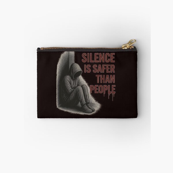 Item preview, SILENCE IS SAFER THAN PEOPLE – hooded figure, dark introvert artwork designed and sold by Tadeusz1.
