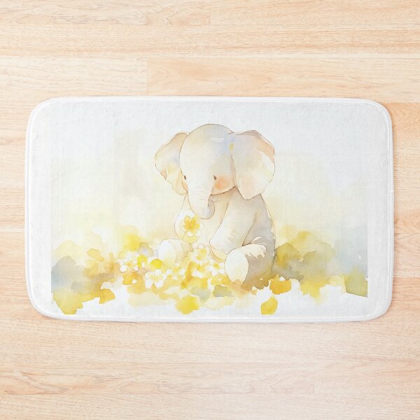 Item preview, 【AI】Cute Baby Elephant with Yellow Flowers Watercolor Art designed and sold by SweetSprash.