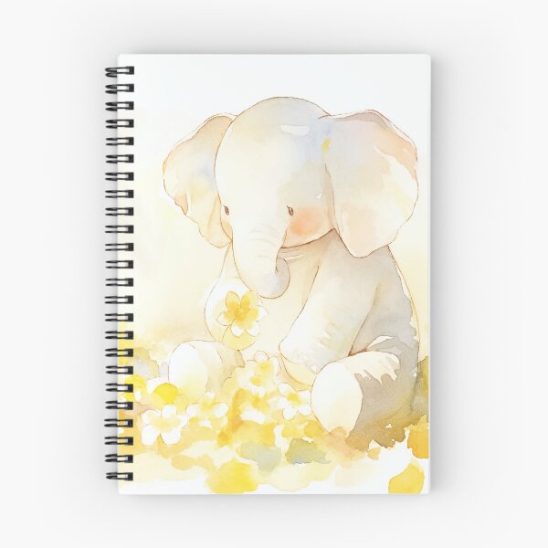 Item preview, 【AI】Cute Baby Elephant with Yellow Flowers Watercolor Art designed and sold by SweetSprash.