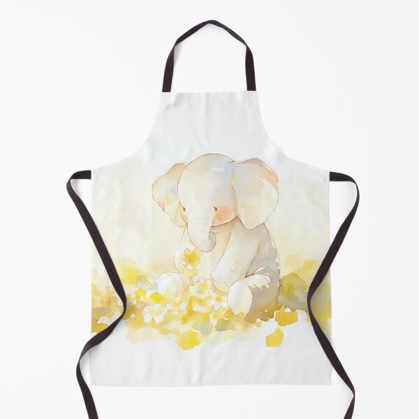 Item preview, 【AI】Cute Baby Elephant with Yellow Flowers Watercolor Art designed and sold by SweetSprash.