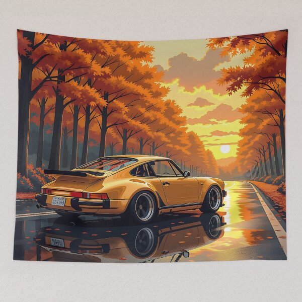 Item preview, Vintage sports car | Rear view – in autumnal surroundings designed and sold by Salimgor Hangaround Music.