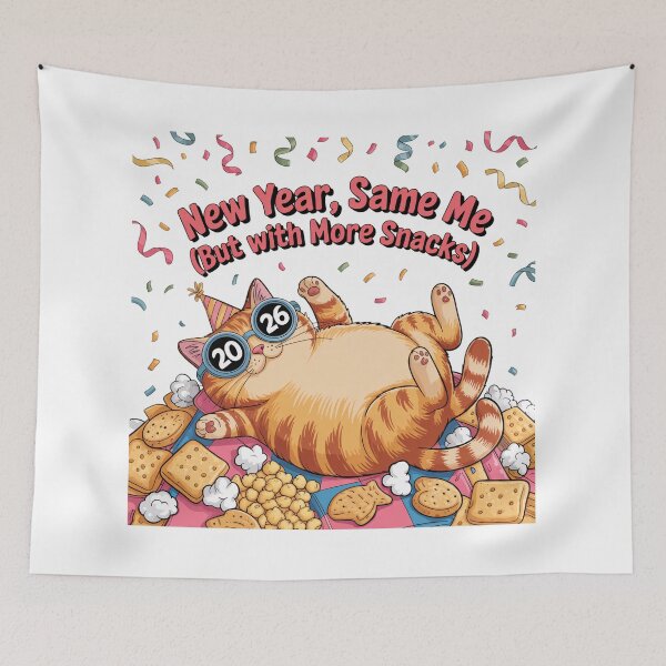 Item preview, “New Year, Same Me – Funny Lazy Cat 2026 Party Design” designed and sold by Ammar Studio.