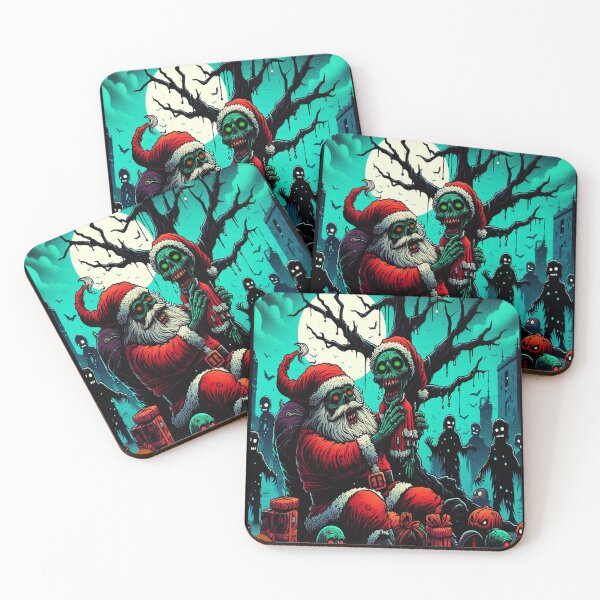 Item preview, Cute Horror Christmas: Zombie Santa & His Skeleton Crew, goth, metal rock  designed and sold by blackdoggdesign.