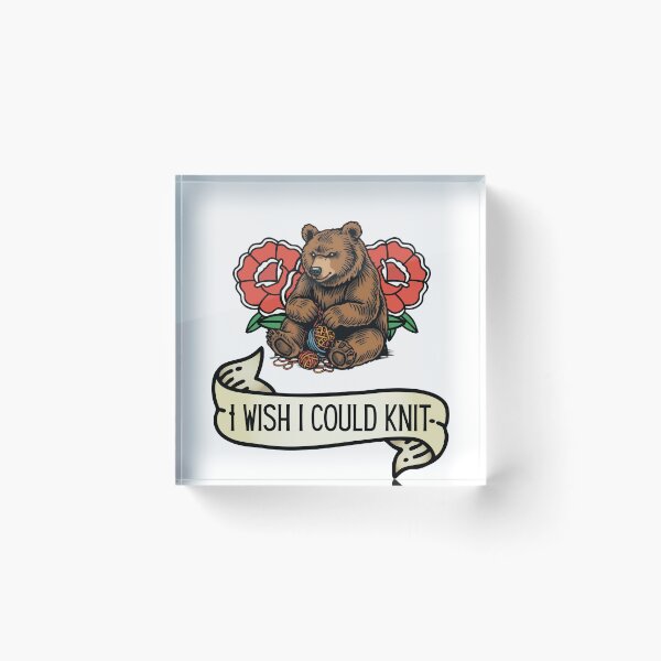 Item preview, Crochet Tattoo Oldchool "I wish I could Knit" For Tattoo Fans or Knitting Gifts  designed and sold by sz0g0.