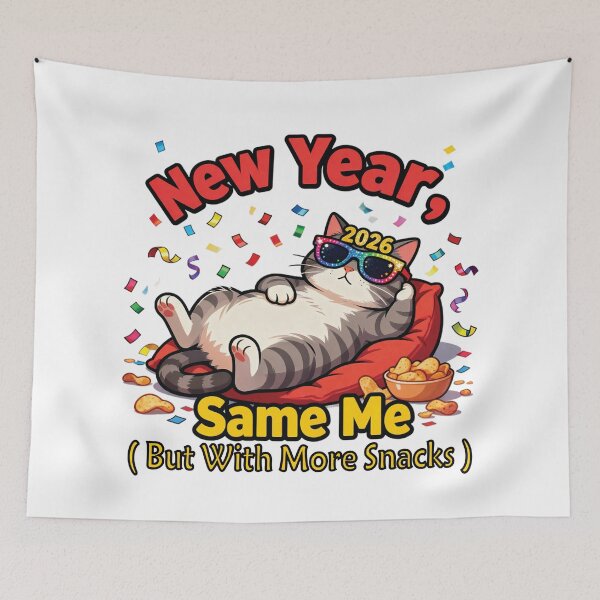 Item preview, “New Year, Same Me – Funny Lazy Cat 2026 Party Design” designed and sold by Ammar Studio.