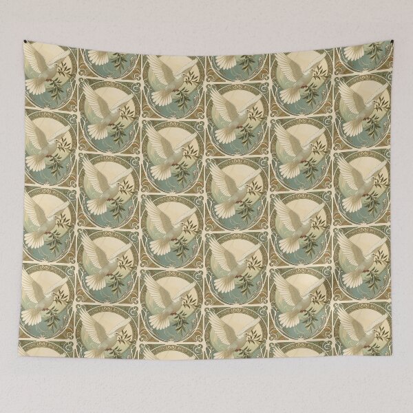 Artikelvorschau, Weihnachts-Jugendstil-stilisierte Taubenillustration entworfen und verkauft von taiche.