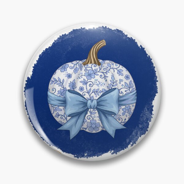 Item preview, Slay Now, Haunt Later – Classy Spooky Blue & White Porcelain Pumpkin designed and sold by SZ.