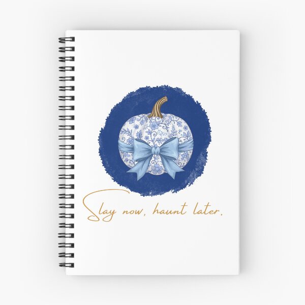 Item preview, Slay Now, Haunt Later – Classy Spooky Blue & White Porcelain Pumpkin designed and sold by SZ.