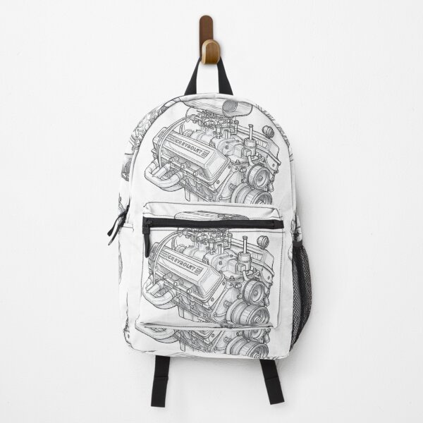 Item preview, Black and White Sketch of Chevrolet Small Block designed and sold by Huskyyy Designs.