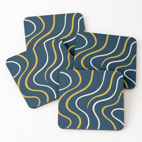 Item preview, Mystic Indigo Lines - Elegant Gold Wave Pattern designed and sold by Myra365Art.