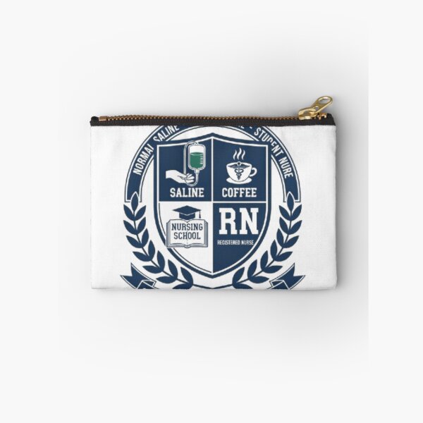 Aperçu de l'œuvre Blason d'infirmière autorisée avec solution saline et café | Cadeau d'école d'infirmière autorisée amusant créée et vendue par Taha Art Designs.