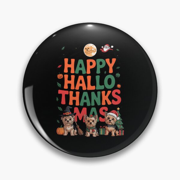 Artikelvorschau, Cute Yorkie Happy Hallothanksmas Halloween Thanksgiving Xmas entworfen und verkauft von BakeryDozen.