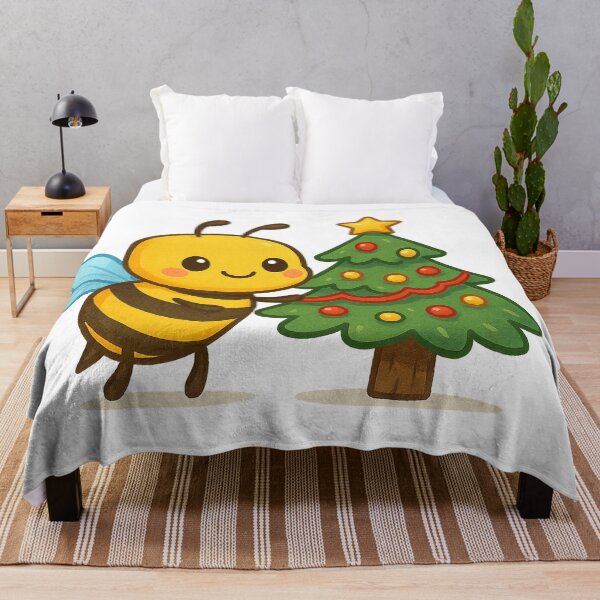 Item preview, honey moon bee cute illustration decorating christmas tree designed and sold by SassyArtistry.