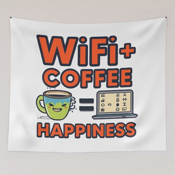 Item preview, WiFi + Coffee = Happiness | Funny Digital Nomad Quote designed and sold by WearTheArtx.
