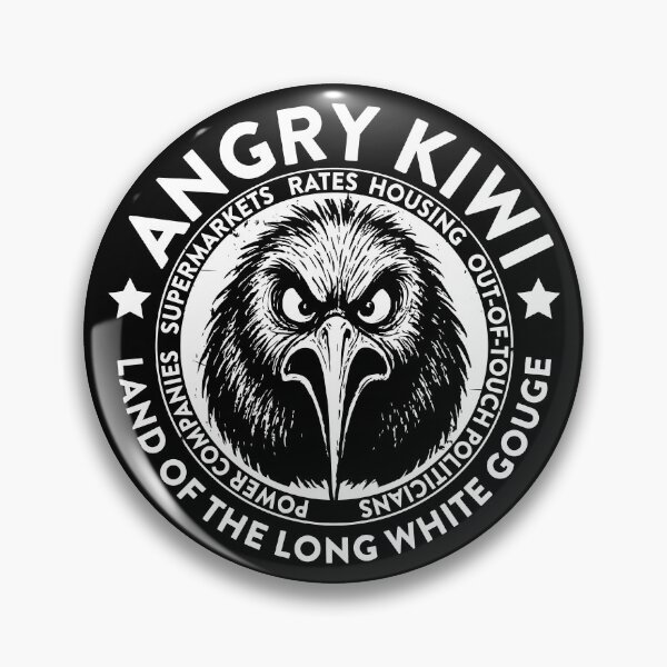 Item preview, ANGRY KIWI NEW ZEALAND LONG WHITE GOUGE designed and sold by Madjack Tees Kiwi SuperStore.