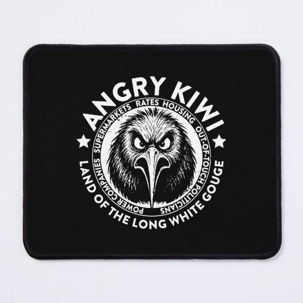 Item preview, ANGRY KIWI NEW ZEALAND LONG WHITE GOUGE designed and sold by Madjack Tees Kiwi SuperStore.