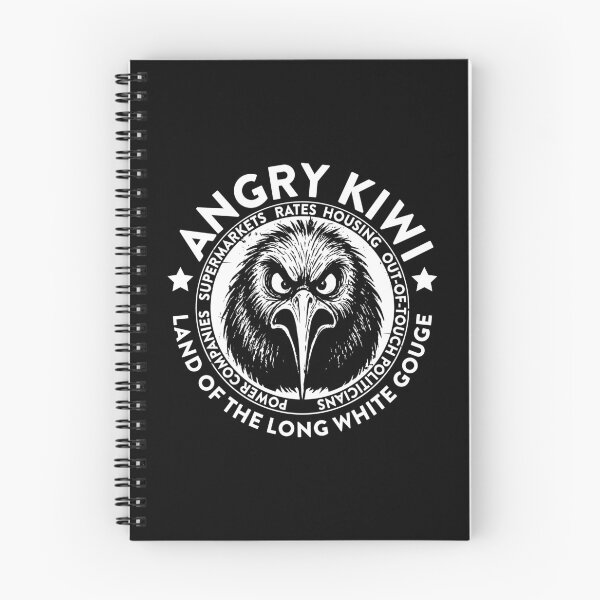 Item preview, ANGRY KIWI NEW ZEALAND LONG WHITE GOUGE designed and sold by Madjack Tees Kiwi SuperStore.