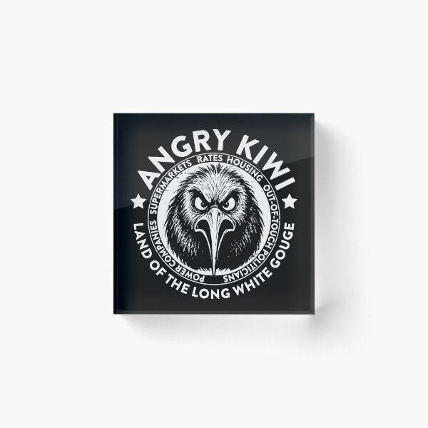Item preview, ANGRY KIWI NEW ZEALAND LONG WHITE GOUGE designed and sold by Madjack Tees Kiwi SuperStore.