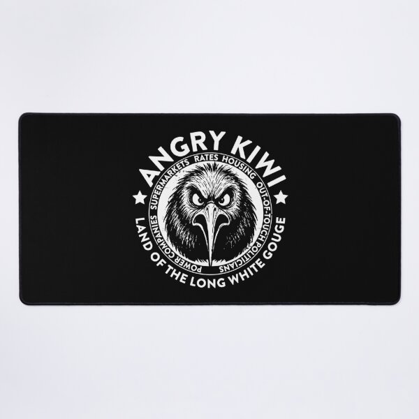 Item preview, ANGRY KIWI NEW ZEALAND LONG WHITE GOUGE designed and sold by Madjack Tees Kiwi SuperStore.
