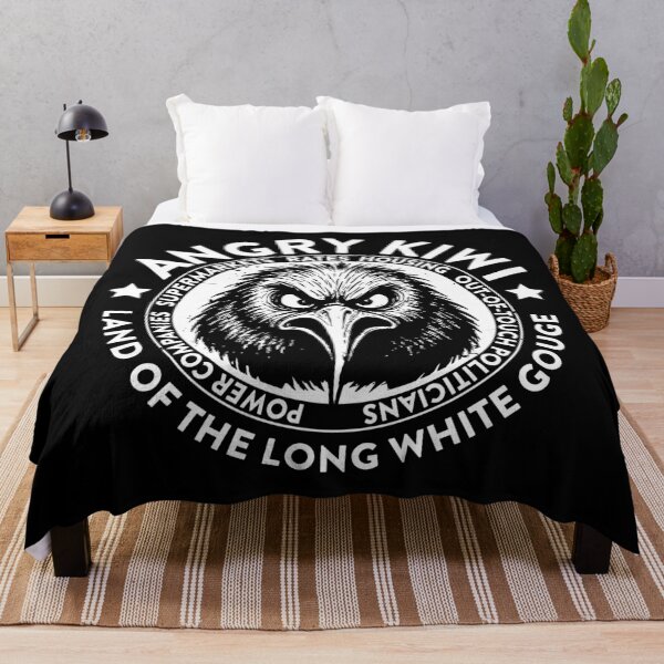 Item preview, ANGRY KIWI NEW ZEALAND LONG WHITE GOUGE designed and sold by Madjack Tees Kiwi SuperStore.