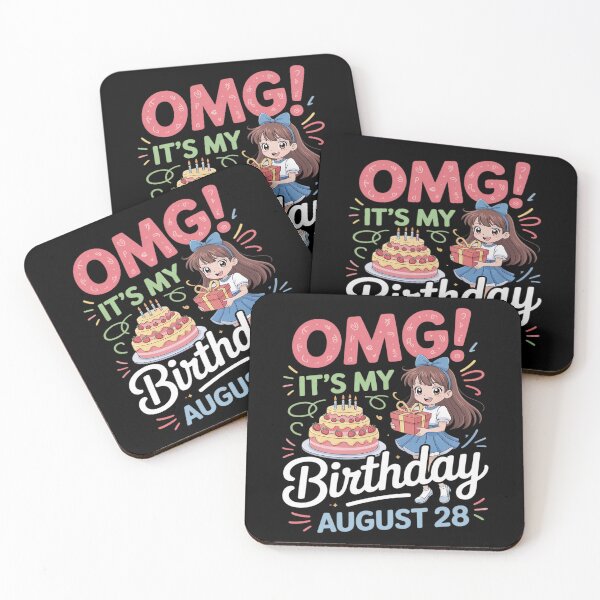 Item preview, Cute Girl With Presents Cake OMG It's My Birthday August 28 designed and sold by KingsLife1994.