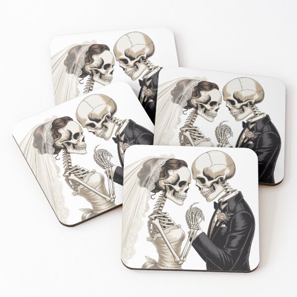 Item preview, Cartoon Skeleton Halloween Bride and Groom designed and sold by ArtQueen777.