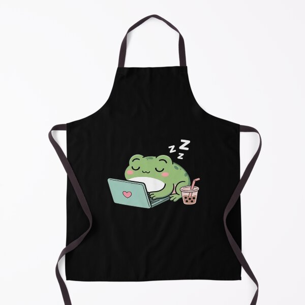 Item preview, Cute Lazy Frog with Laptop Boba Tea and Chips designed and sold by KingsLife1994.