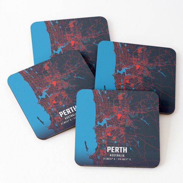 Item preview, Perth Red & Blue Minimalist Map designed and sold by HomeLivingCo.