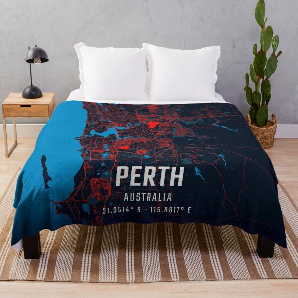Item preview, Perth Red & Blue Minimalist Map designed and sold by HomeLivingCo.
