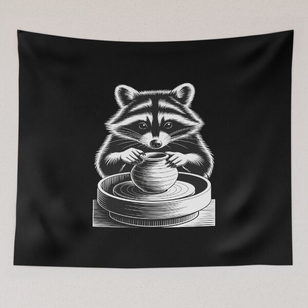 Item preview, Cute Raccoon At Pottery Wheel Throwing Animal Pottery designed and sold by KingsLife1994.