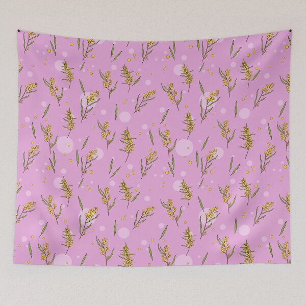 Item preview, Golden Wattle – Australian Botanical Seamless Pattern (PINK) designed and sold by Whimsy Creative Studio.