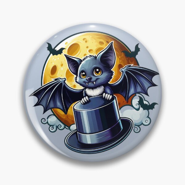 Item preview, Cute Bat on Witch Hat under the Moon - Halloween designed and sold by Art-Arcade6.