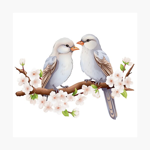 Item preview, Blossom Perched Birds designed and sold by New-School-Wave.