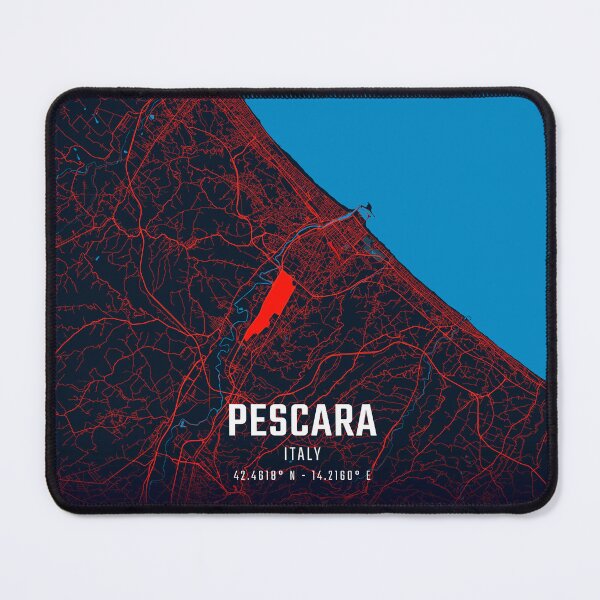 Item preview, Pescara Red & Blue Minimalist Map designed and sold by HomeLivingCo.