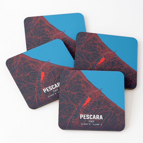 Item preview, Pescara Red & Blue Minimalist Map designed and sold by HomeLivingCo.