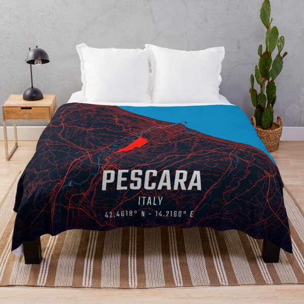 Item preview, Pescara Red & Blue Minimalist Map designed and sold by HomeLivingCo.