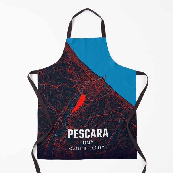 Item preview, Pescara Red & Blue Minimalist Map designed and sold by HomeLivingCo.
