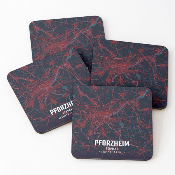 Item preview, Pforzheim Red & Blue Minimalist Map designed and sold by HomeLivingCo.