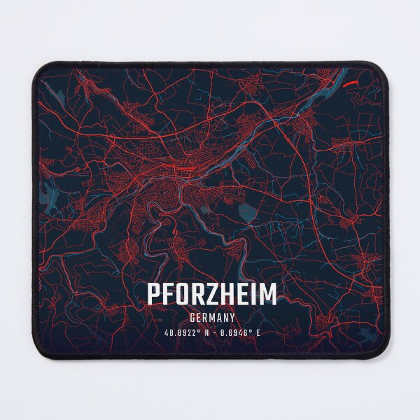Item preview, Pforzheim Red & Blue Minimalist Map designed and sold by HomeLivingCo.