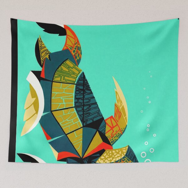 Item preview, Vibrant Sea Turtle Poster | Geometric Pacific Islands Art | Retro Travel Decor & Mid-Century Modern Wall Art | Ocean Adventure designed and sold by artofuniverse.